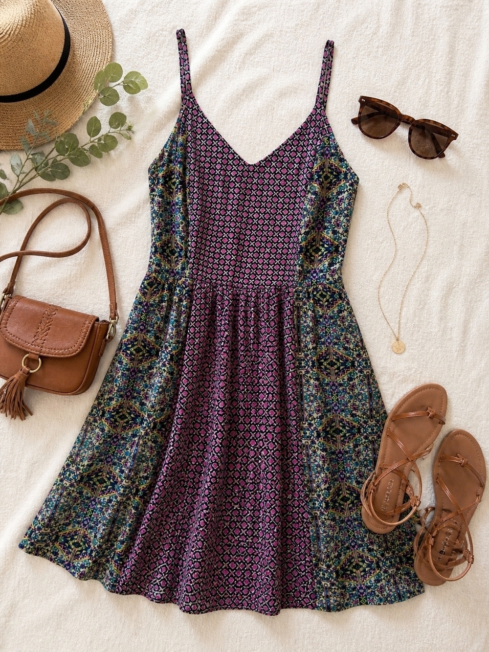 Fire Los Angeles Boho Print Sundress M